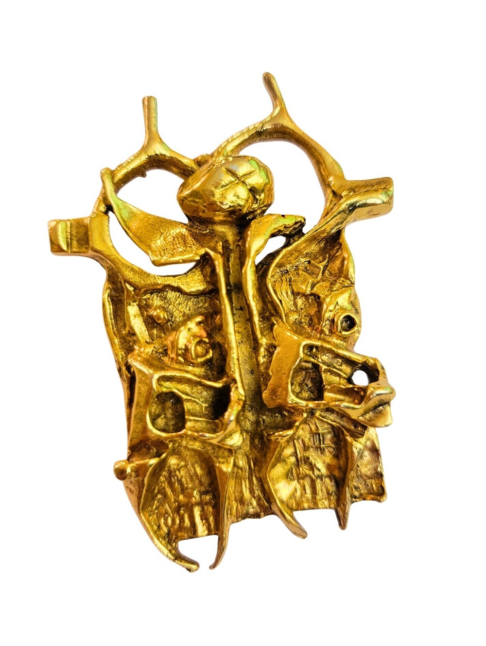 Vintage MODERNIST BRUTALIST Signed TUMARKIN Pin Brooch Israel Gold Gilt